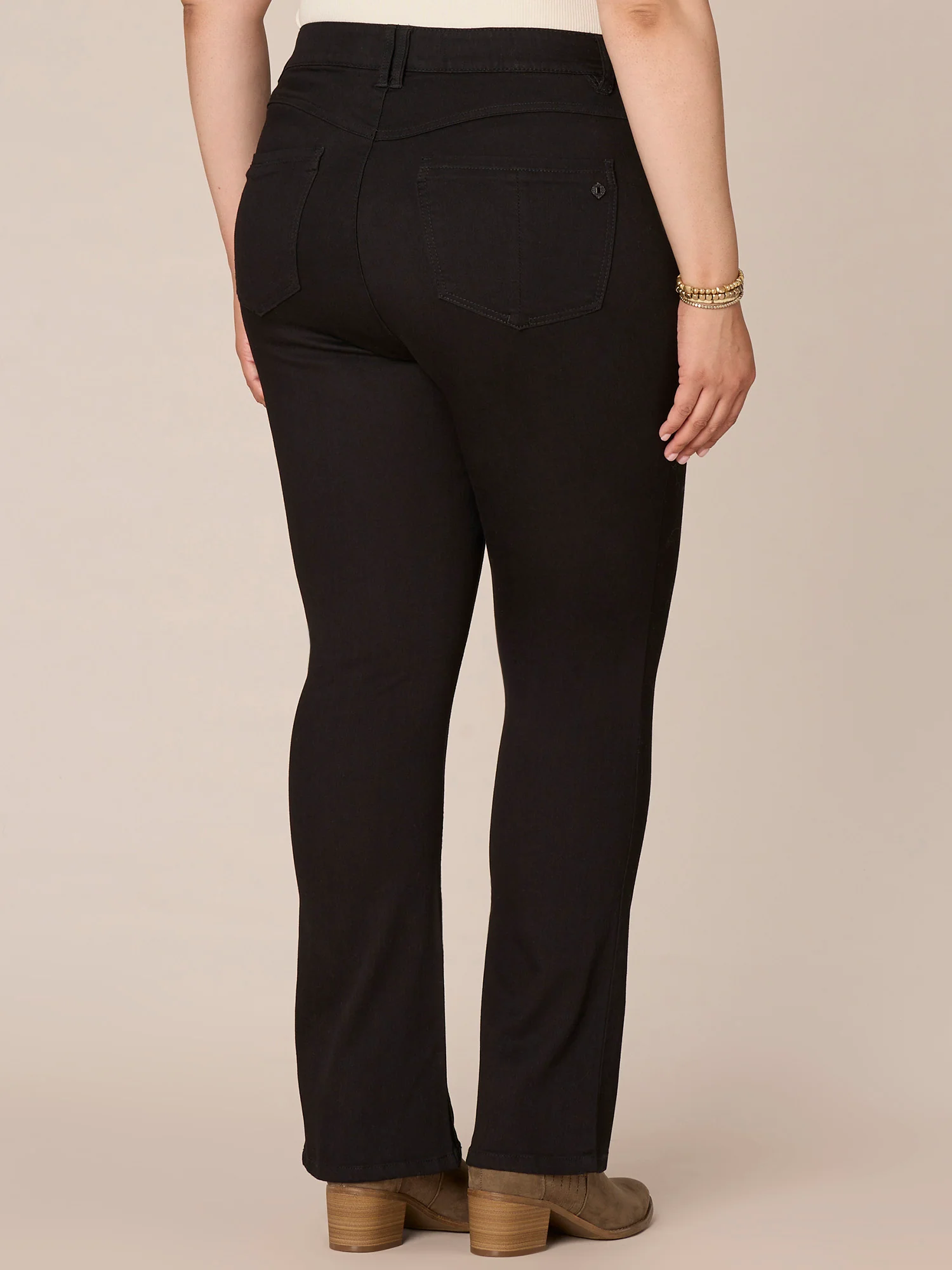 "Ab"solution® Black Denim Plus Itty Bitty Bootcut Jeans - Image 4