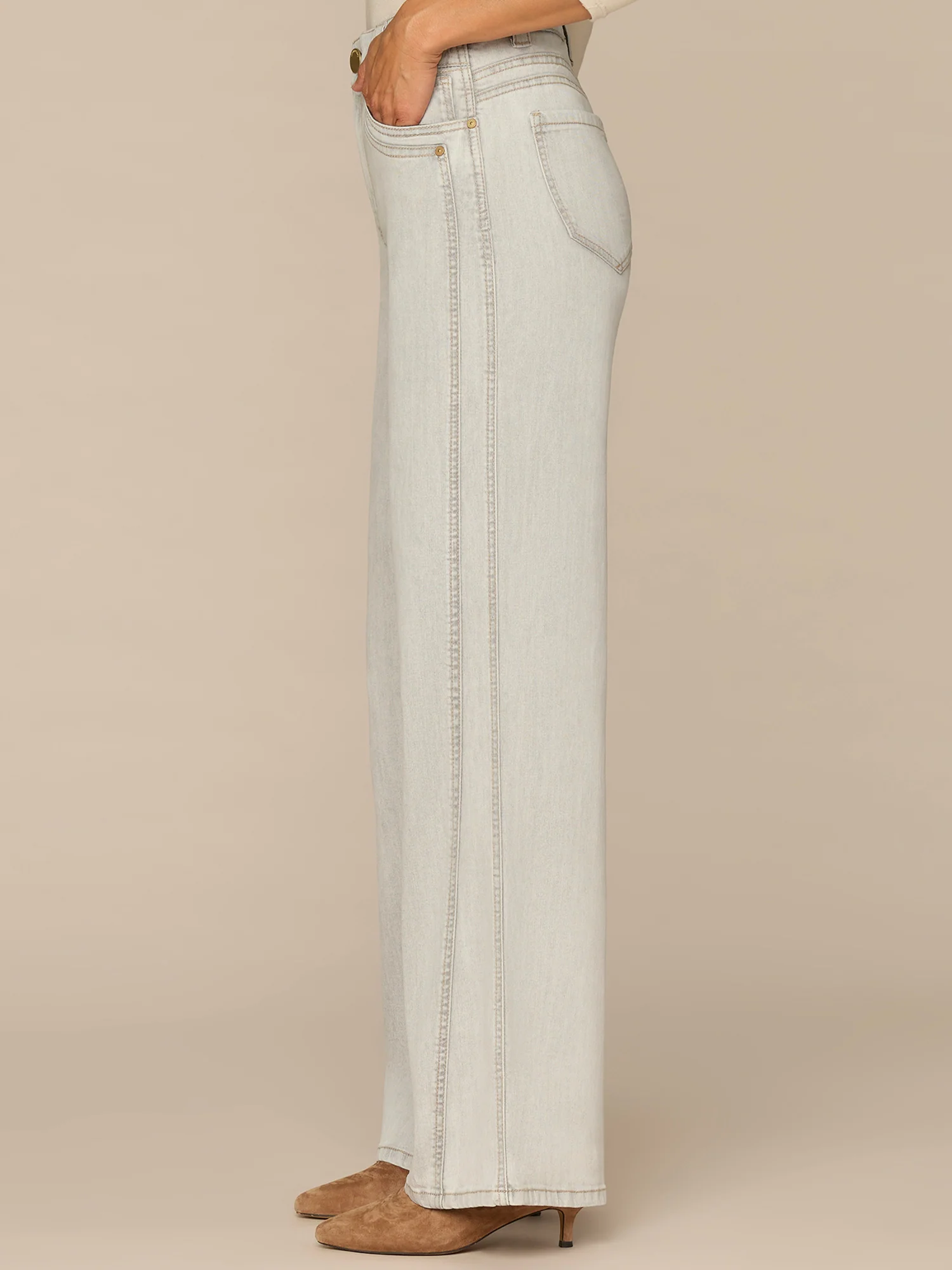 "Ab"solution® Skyrise Double Yoke Wide Leg Jeans with Front Panel - Image 3