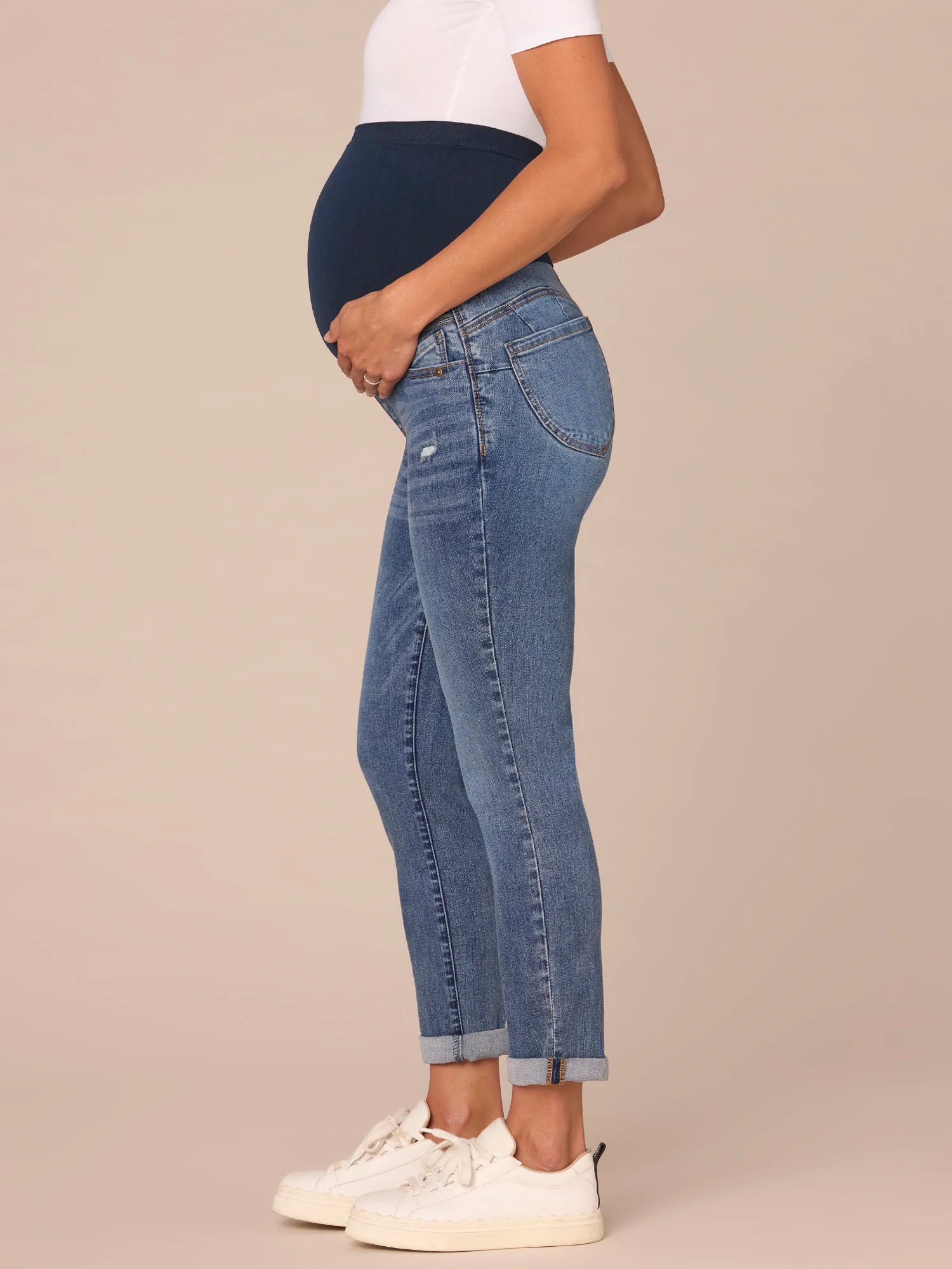 "Ab"solution Blue Maternity Ankle Skimmer Baby Bump Jeans - Image 5