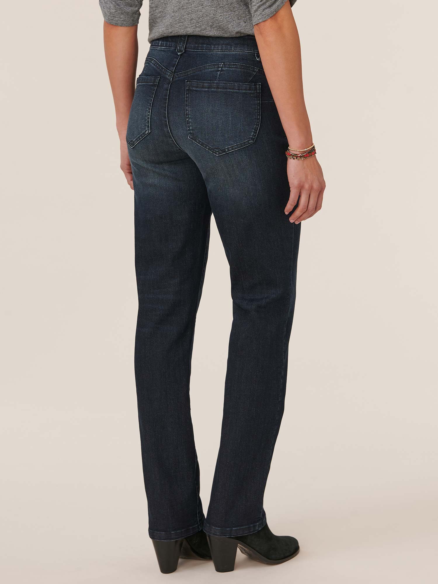 "Ab"solution® Dark Indigo Petite Straight Leg Jeans - Image 3