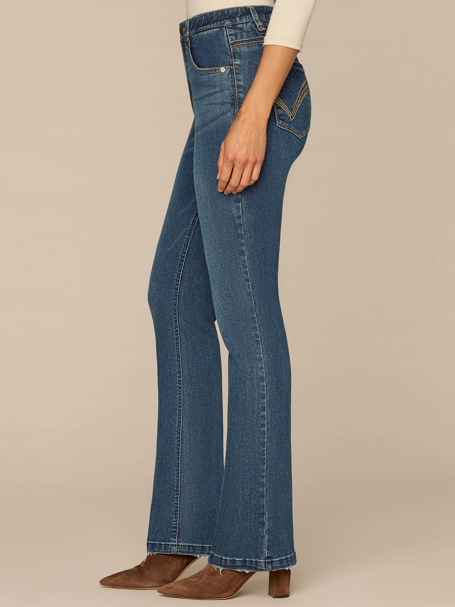 "Ab"solution® High Rise Embroiderd Rope Pocket Itty Bitty Boot Jeans - Image 4