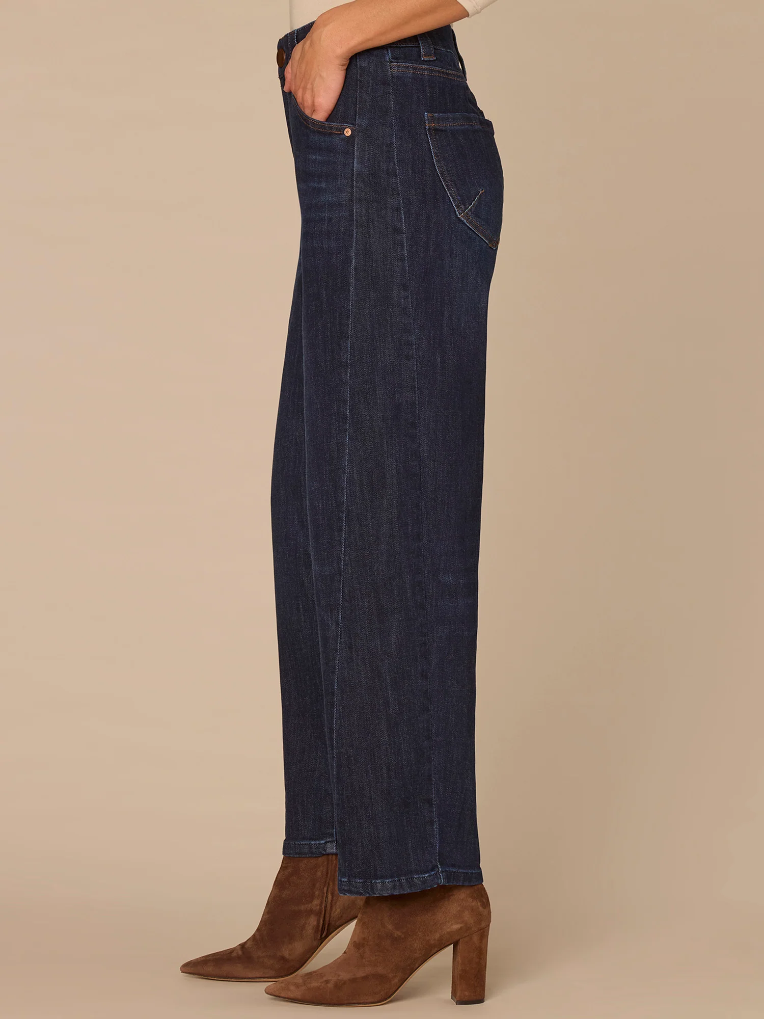 "Ab"solution® High Rise Forward Side Panel Petite Barely Barrel Jeans - Image 3
