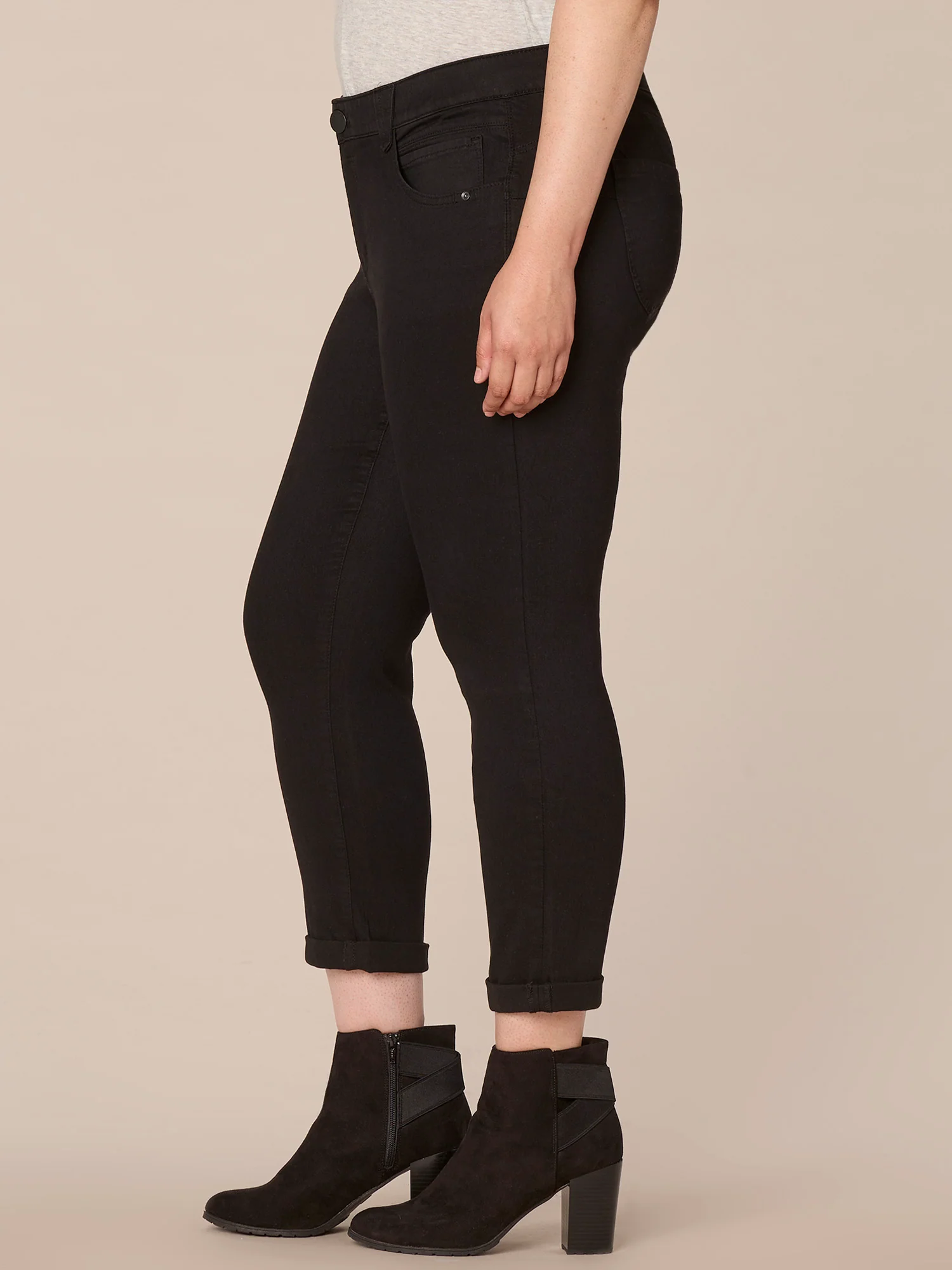 "Ab"solution® Plus Black Denim Ankle Skimmer Jeans - Image 3