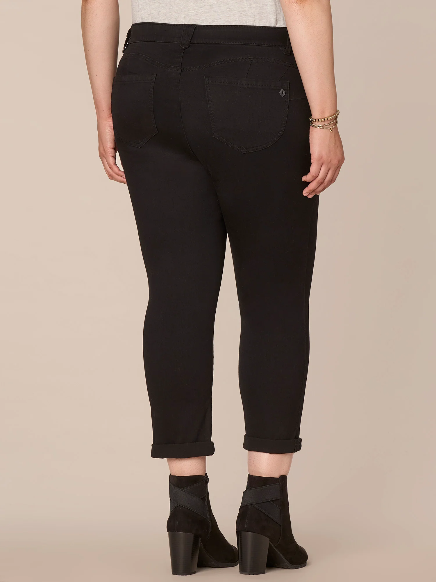 "Ab"solution® Plus Black Denim Ankle Skimmer Jeans - Image 4