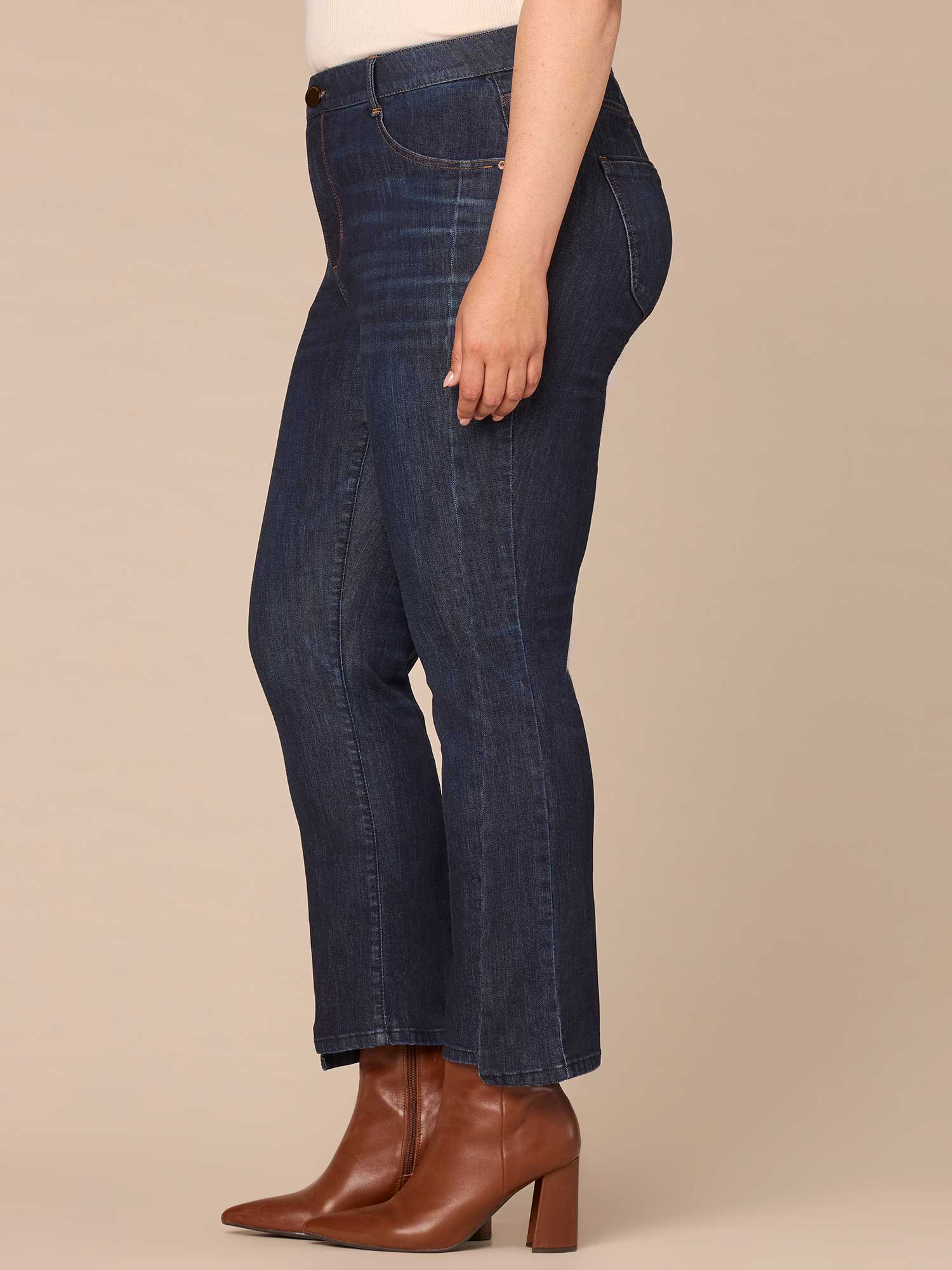 "Ab"solution® Skyrise Clean Finish Step Hem Barely Boot Plus Size Jean - Image 3