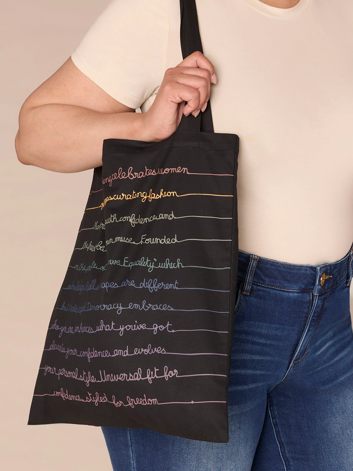 Democracy Script Drawstring Tote Bag - Image 3